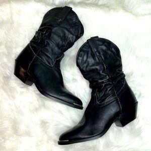 Laredo Black Leather Slouch Cowboy Boots Size 8 A7